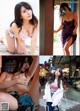 A collage of photos of a woman in lingerie posing for a picture.